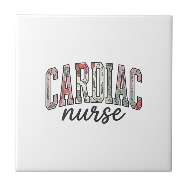 Herzkrankenschwester Florales Varsity-Lettering-De Fliese (Vorderseite)