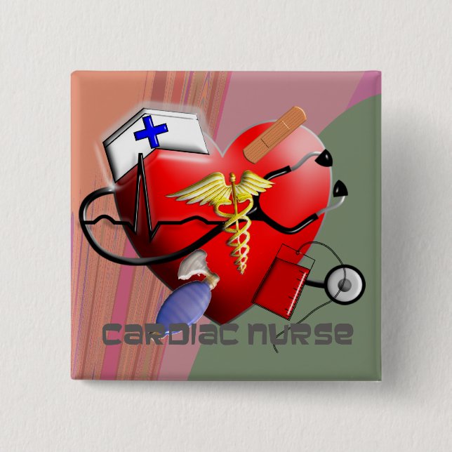 Herzkrankenschwester-Kunst-Geschenke Button (Vorderseite)