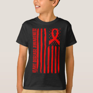 Herzkrankheit-Bewusstsein Amerikanische Flagge Chd T-Shirt