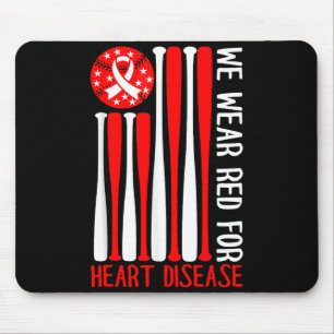 Herzkrankheit-Bewusstsein Baseball Fan Rot Amerika Mousepad