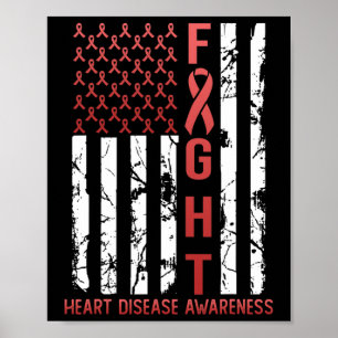 Herzkrankheit Bewusstsein Februar USA-Flagge Band  Poster