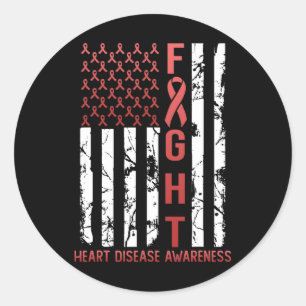 Herzkrankheit Bewusstsein Februar USA-Flagge Band Runder Aufkleber