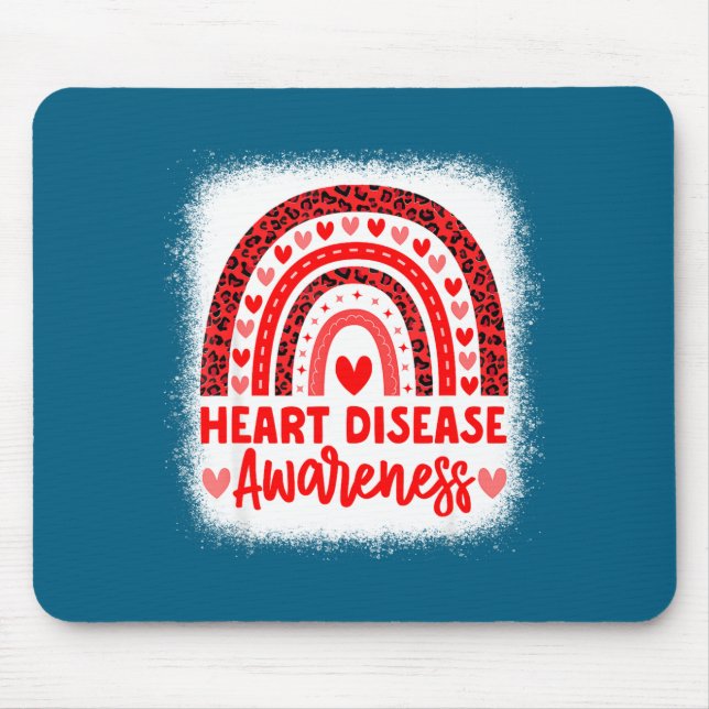 Herzkrankheit-Bewusstsein Herzmonat Regenbogenherz Mousepad (Vorne)