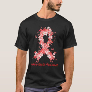 Herzkrankheit-Bewusstsein Schmetterling Blumen Blu T-Shirt
