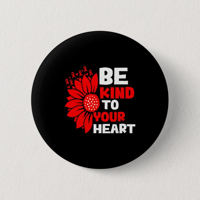 Herzkrankheit-Bewusstsein-Sei-freundlich-Herzgesun Button (Vorderseite)