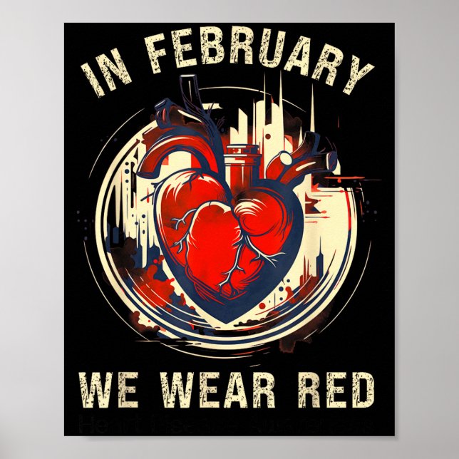 Herzkrankheit-Bewusstseinsshirt Go Red  Poster (Vorne)
