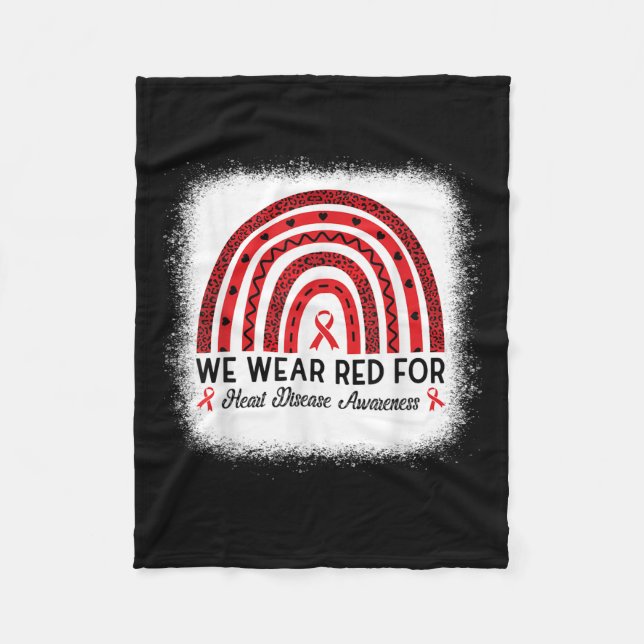 Herzkrankheiten Bewusstsein Regenbogen Rotes Herz Fleecedecke (Vorderseite)