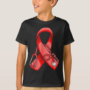 Herzkrankheiten-Bewusstseins-Nurse Stethoskop Rote T-Shirt