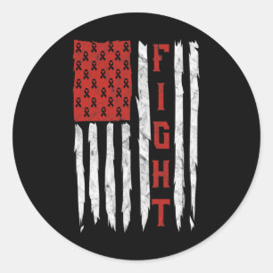 Herzkrankheiten Monat Vintag American Fla Runder Aufkleber