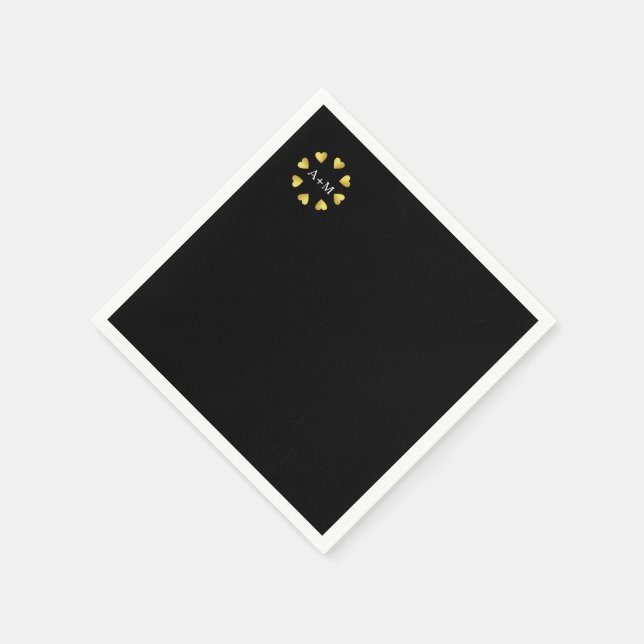 Herzkreis mit Initialen, Liebe Hochzeit Serviette (Ecke)