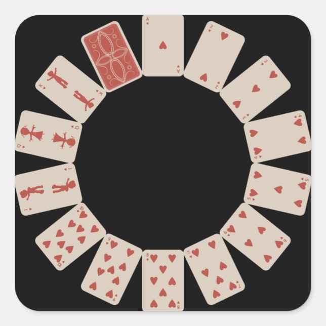 Herzkreislauf zum Kartenspielen Quadratischer Aufkleber (Vorderseite)