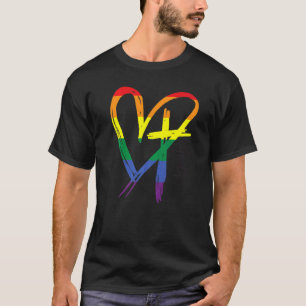 Herzkreuz Gay Pride Rainbow Faith Christlich T-Shirt