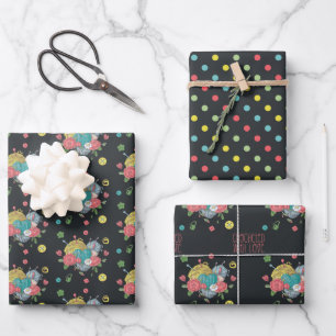 Herzkreuz-Muster mit Liebe verziert Geschenkpapier Set