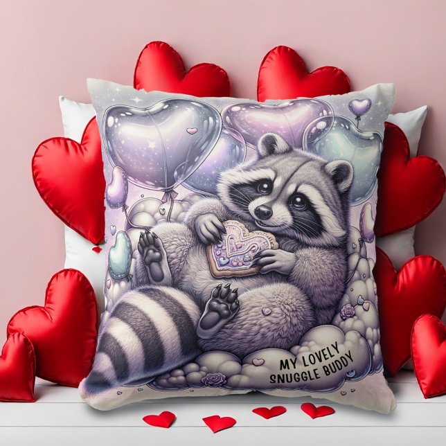 Herzkrümel Raccoon Valentines Kissen (Von Creator hochgeladen)