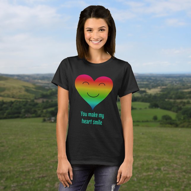Herzlächeln, Regenbogenfreundlichkeit Zitat T-Shirt (Black t-shirt with 'Vivid Printing' option)
