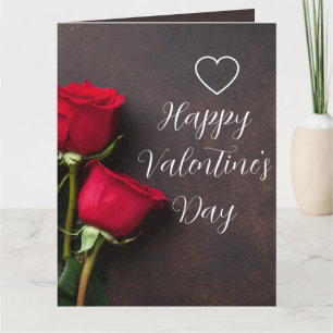 Herzlich Rote Rose Braun Glossie Schönes Valentine Karte