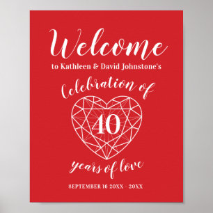 Herzlich willkommen 40. ruby-Jubiläum Herzlich per Poster