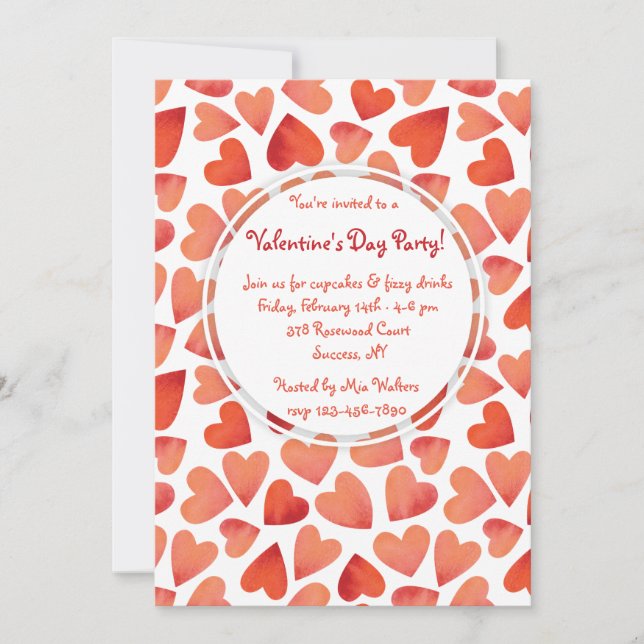 Herzlich willkommen am Valentinstag Einladung (Vorderseite)