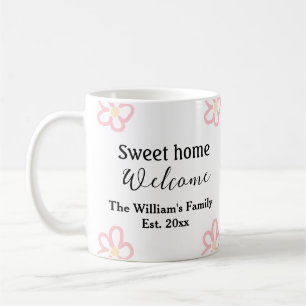 Herzlich willkommen auf der Zuhause! Text Kaffeetasse