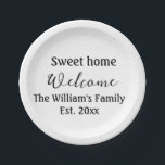 Herzlich willkommen auf der Zuhause! Text Pappteller<br><div class="desc">Gestaltung</div>