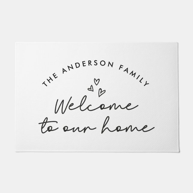 Herzlich willkommen auf unserer Zuhause. Fußmatte (Vorderseite)