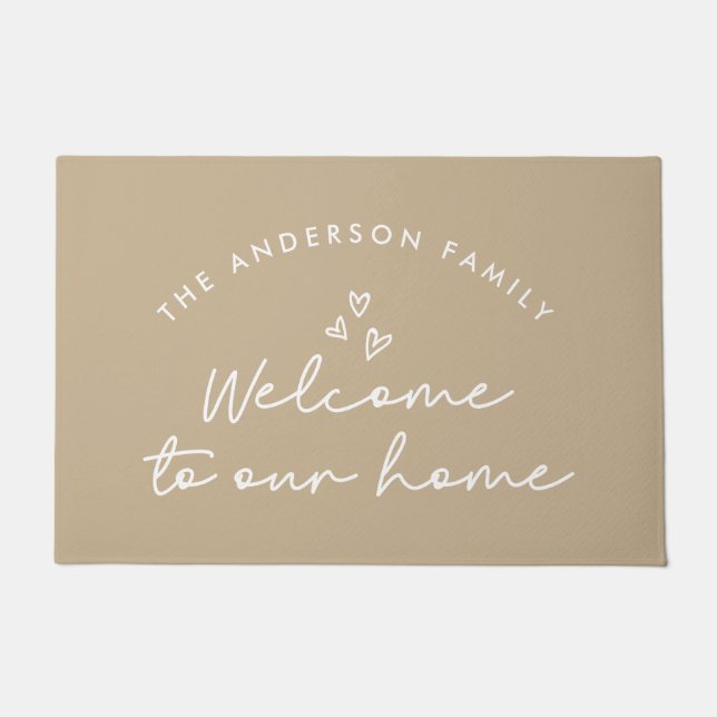 Herzlich willkommen auf unserer Zuhause mit modern Fußmatte (Vorderseite)