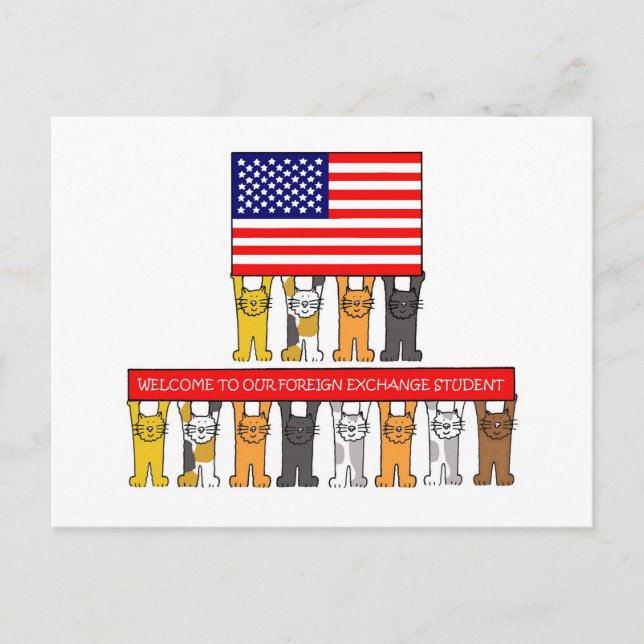 Herzlich willkommen bei Austauschstudenten in den  Postkarte (Vorderseite)