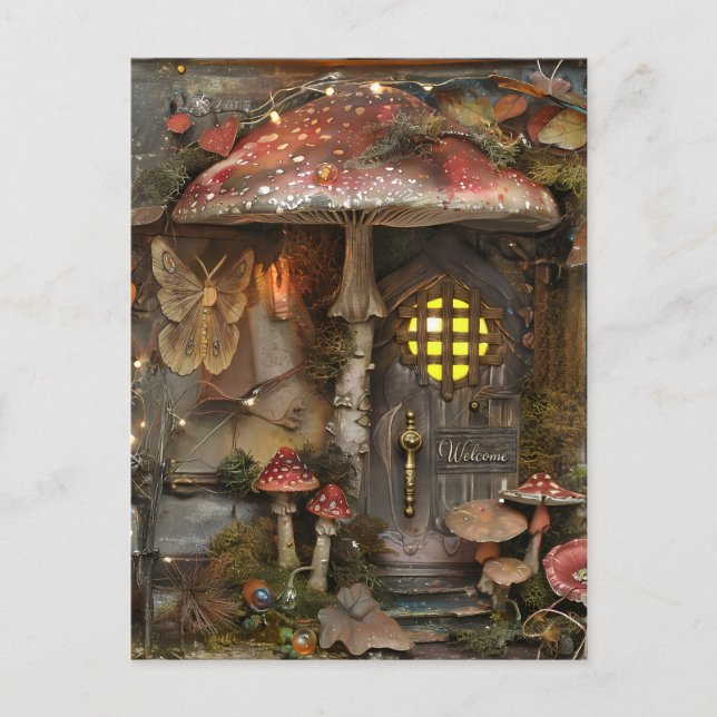 Herzlich Willkommen bei Cotgcore Fairy Moth Postkarte (Vorderseite)