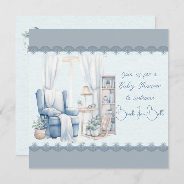 Herzlich willkommen bei einer Baby Boy Dusche Einladung (Vorne/Hinten)