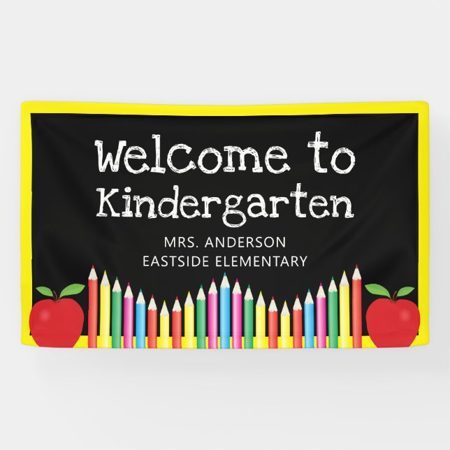 Herzlich willkommen bei Kindergarten Apfelstifte Banner (Horizontal)