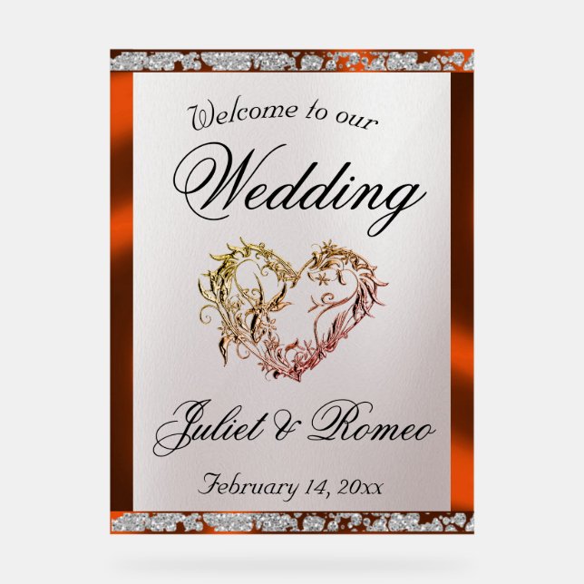 Herzlich willkommen bei Kupferband & Sparkle Acrylschild (Vorderseite)