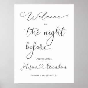 Herzlich willkommen bei Night Before Sign Schwarz- Poster