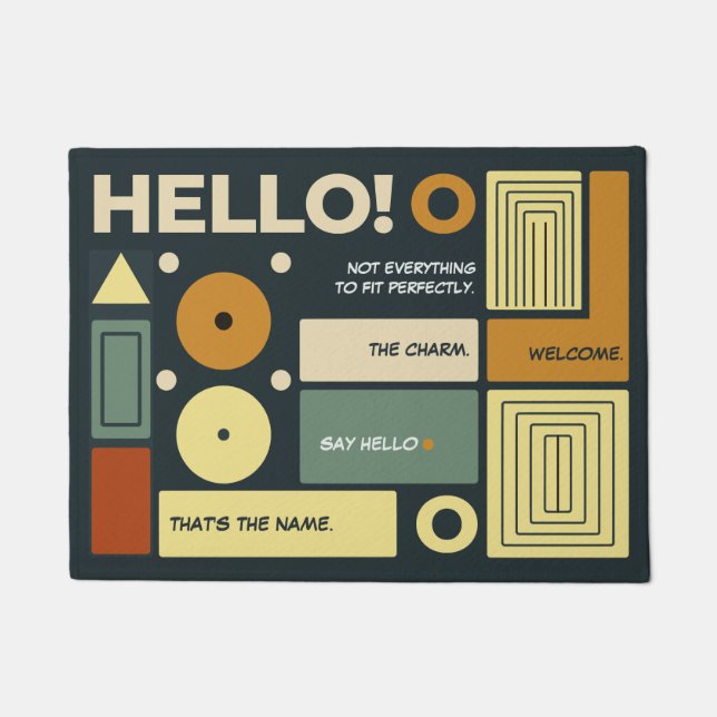 Herzlich Willkommen bei personalisierten Bauhaus-D Fußmatte (Vorderseite)