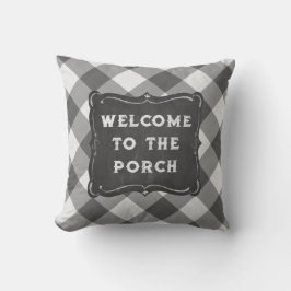 Herzlich willkommen bei Porch Charcoal Gray White  Kissen