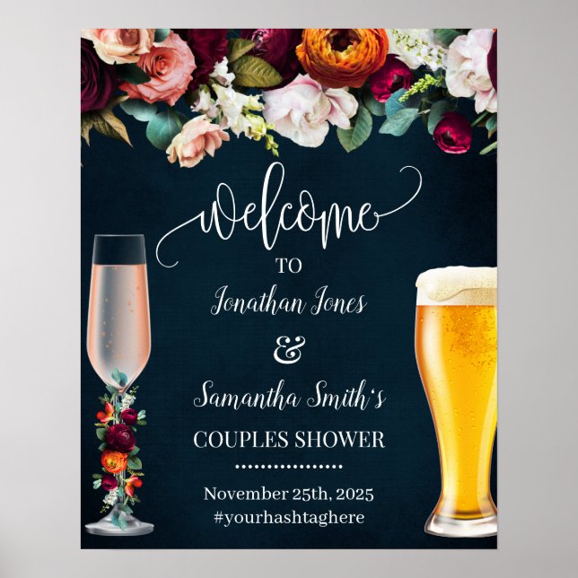 Herzlich willkommen bei Rose & Brews Wine Navy Hoc Poster (Vorne)