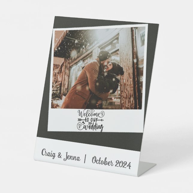 Herzlich willkommen bei unserem Hochzeitfotografen Sockelschild (Vorderseite)