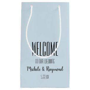 Herzlich willkommen bei unserem Hochzeitstag BLAU Kleine Geschenktüte