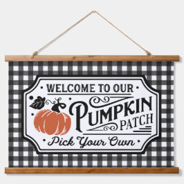 Herzlich willkommen bei unserem Pumpkin Patch | Ba Wandteppich Mit Holzrahmen