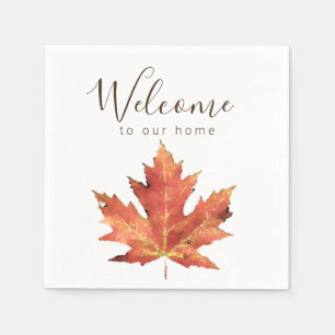 Herzlich willkommen bei unserem Zuhause Fall Leaf Serviette