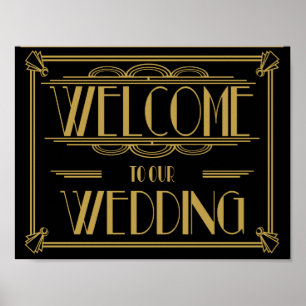 Herzlich willkommen bei unserer Hochzeit Art Deco Poster