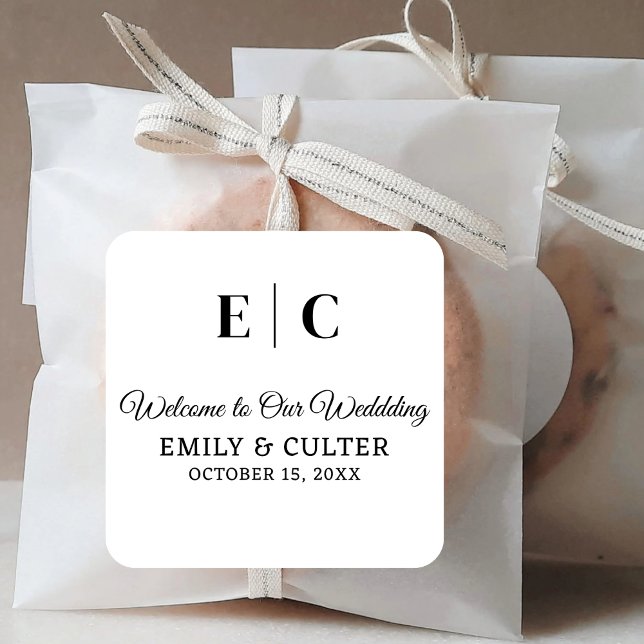 Herzlich willkommen bei unserer Hochzeitsfeier Hoc Quadratischer Aufkleber (Von Creator hochgeladen)