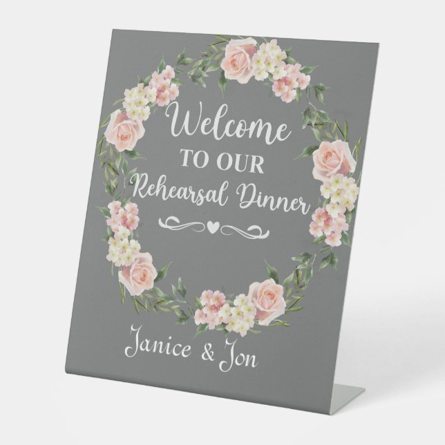 Herzlich willkommen bei unserer Probe Dinner Rosa  Sockelschild (Vorderseite)