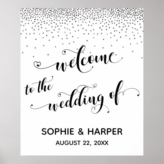 Herzlich willkommen bei Wedding Silver Confetti Si Poster (Vorne)