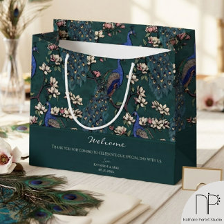Herzlich willkommen Dunkle Aquamarine Blumenfriedh Große Geschenktüte