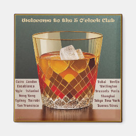 Herzlich willkommen im 5-Uhr Club Mid Century Desi Magnet