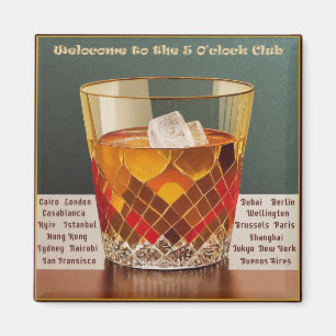 Herzlich willkommen im 5-Uhr Club Mid Century Desi Magnet