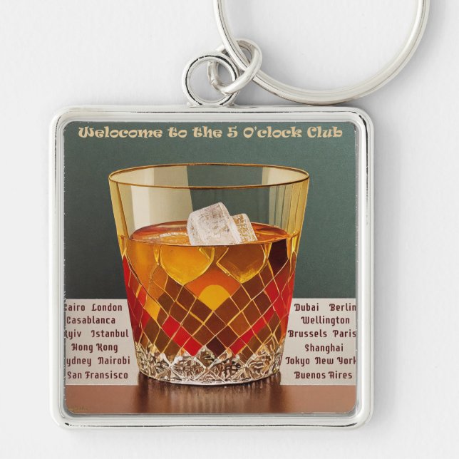 Herzlich willkommen im 5-Uhr Club Mid Century Desi Schlüsselanhänger (Vorne)