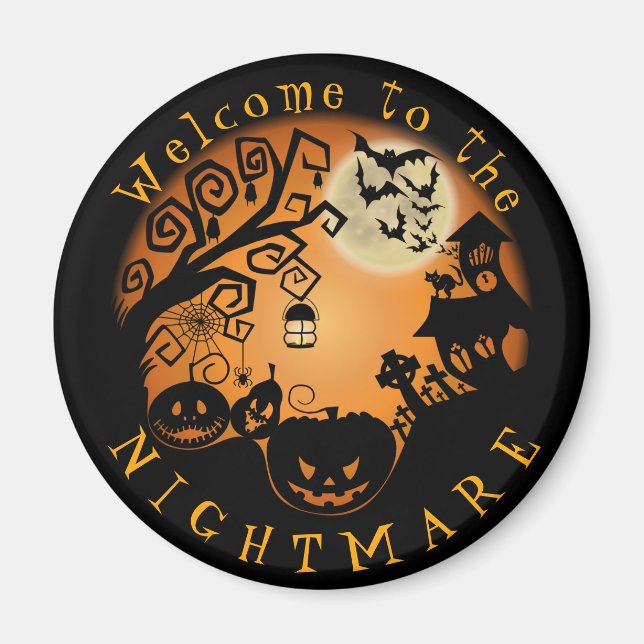 Herzlich willkommen im Albtraum Halloween Pumpkin  Magnet (Vorne)