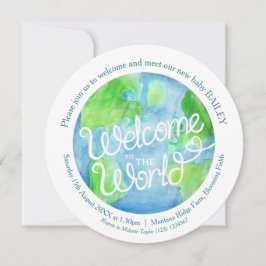 Herzlich willkommen im Baby Foto Reverse der Weltk Einladung