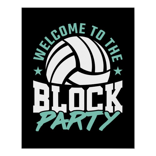 Herzlich willkommen im Block Party Funny Volleybal Poster (Vorderseite)